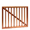 Hardhouten spijlenhek/ -poort, 100 x 80 cm. Frame 4,5 x 7 cm, spijlen 2 x 3 cm.