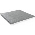 Rubbertegel 100x100x2,5 cm grijs, valh. 80 cm.