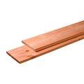 Douglas plank 1 zijde geschaafd, 1 zijde fijnbezaagd 2,8 x 19,5 x 500 cm, groen geïmpregneerd.
