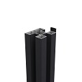 Boston alu H paal 75x75mm L-190 cm RAL9005 incl. alu afwerkingsprofiel 4x24 mm L-190cm