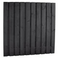 Naaldhout geschaafd plankenscherm 21-planks 15 mm, 180 x 180 cm, recht, geïmpregneerd en zwart gedompeld.