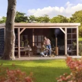 Douglasvision buitenverblijf Comfort 500 x 270 cm, basis onbehandeld, wanden zwart geimpregneerd.