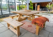 Picknicktafel Vierkant, 40 mm dik, bladmaat 115 x 115 cm, groen geïmpregneerd.