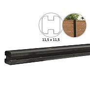 Betonpaal met sleuf en platte kop t.b.v. schutting 11,5 x 11,5 x 277 cm, antraciet tussenpaal, gecoat.