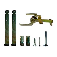 Klinkstel met hengen en duimen, t.b.v. houten deuren.