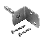 L-beslag inclusief schroeven, 4 stuks op kaart, RVS.