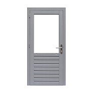 Hardhouten enkele 1-ruits deur Prestige met dubbelglas, rechtsdraaiend, 109 x 221 cm, grijs gegrond.