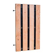 Douglas fijnbezaagde plankendeur met zwarte binnenzijde, op zwart verstelbaar frame, 100 x 180 cm, zwart/onbehandeld.
