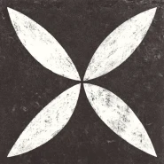 VTW Belgium Stone Flower White on Black 70x70x3,2
