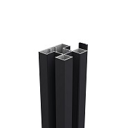 Boston alu H paal 75x75mm L-250 cm RAL9005 incl. alu afwerkingsprofiel 4x24 mm L-250cm