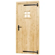 Vuren enkele 1-ruits deur inclusief kozijn, rechtsdraaiend, 90x201 cm, onbehandeld