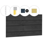 Zweeds rabat douglas enkelzijdige wand C. 278.5x224 cm zwart geïmpregneerd