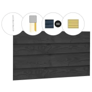 Zweeds rabat plankenset douglas bij wand C. 278.5x224 cm zwart geïmpregneerd