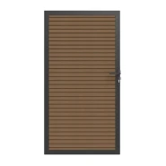 Newtechwood co-extrusie composiet deur in aluminium frame, horizontaal triple, 100x195 cm, teak.