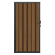 NewTechWood co-extrusie composiet deur in aluminium frame, verticaal triple, 100 x 195 cm, Teak/zwart.