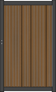 NewTechWood co-extrusie composiet deur Premium in aluminium frame, verticaal triple, 97 x 186 cm, Teak/zwart.