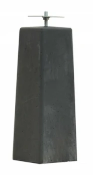 Betonpoer L 18x18x50 cm, taps, bovenzijde 15x15 cm, flexibele stelplaat, M16, antraciet.