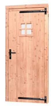 Douglas enkele 1-ruits deur inclusief kozijn, rechtsdraaiend, 90 x 201 cm, kleurloos geïmpregneerd.