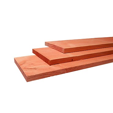 Douglas fijnbezaagde plank 2,2 x 20 x 300 cm, groen geïmpregneerd.