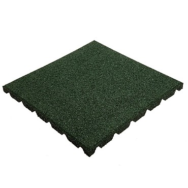 Rubbertegel 50x50x2,5 cm groen, valh. 80 cm.