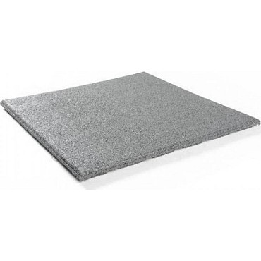 Rubbertegel 100x100x2,5 cm grijs, valh. 80 cm.