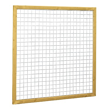 Grenen betonijzertrellis met maas 7,5 x 7,5 cm, in raamwerk 4,4 x 6,8 cm, 180 x 180 cm, groen geïmpregneerd.