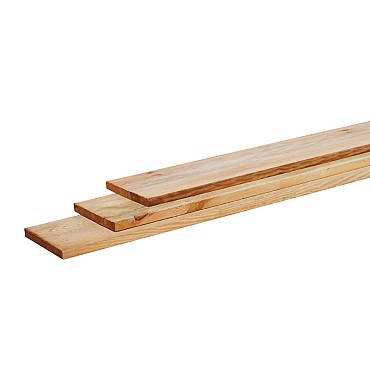 Grenen geschaafde plank 1,5 x 14 x 300 cm, groen geïmpregneerd.