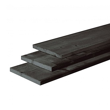 Douglas fijnbezaagde plank 2,2 x 20 x 500 cm, zwart gedompeld.