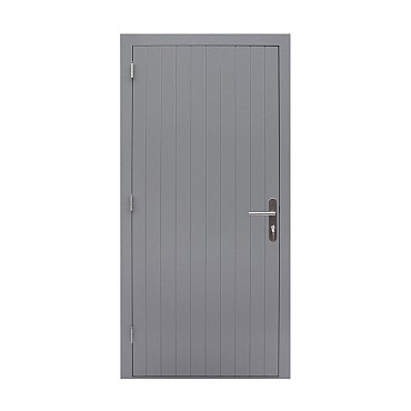 Hardhouten enkele dichte deur Prestige, linksdraaiend, 109 x 221 cm, grijs gegrond.