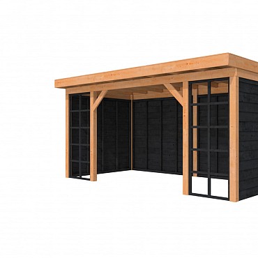 Douglasvision buitenverblijf Comfort 500 x 270 cm, basis onbehandeld, wanden zwart geimpregneerd.
