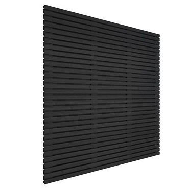 Grenen geschaafd latten scherm, recht horizontaal/verticaal, 180x180x5 cm, zwart gespoten.