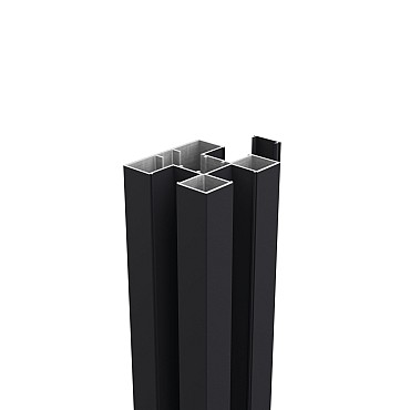 Boston alu H paal 75x75mm L-190 cm RAL9005 incl. alu afwerkingsprofiel 4x24 mm L-190cm