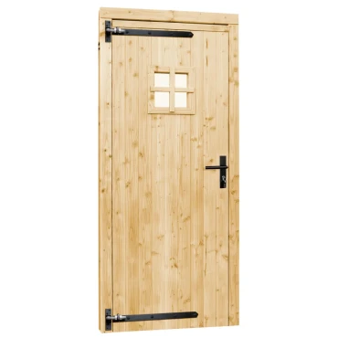 Vuren enkele 1-ruits deur inclusief kozijn, linksdraaiend, 90x201 cm, onbehandeld