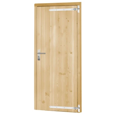 Vuren enkele dichte deur inclusief kozijn, rechtsdraaiend, 90x201 cm, onbehandeld