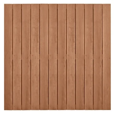 Hardhouten geschaafd plankenscherm design 28-planks 15 mm, recht verticaal, 180x180 cm.