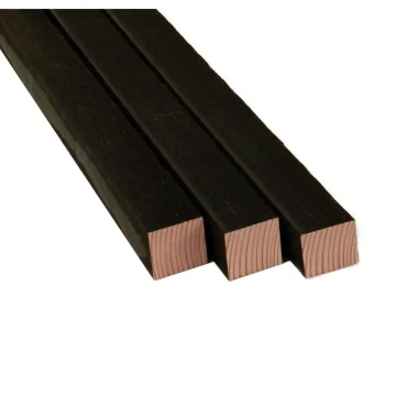 Douglas geschaafde paal 6,5x6,5x300 cm, zwart gespoten.