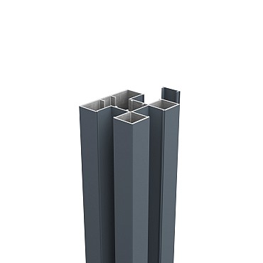Boston alu H paal 75x75mm L-300cm RAL7016 incl. alu afwerkingsprofiel 4x24 mm L-300cm