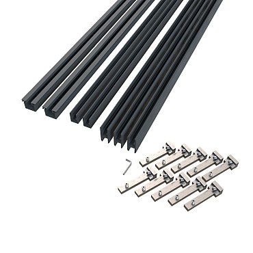 Boston alu profielset voor hpl/glas 5x horizontaal 12x30mm L-175cm + 10 connecters RAL7016