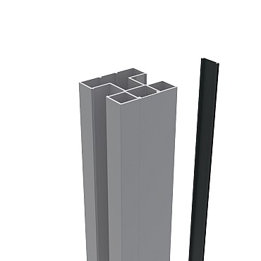 Boston alu Klikprofiel 6x24mm L-190cm RAL9005 tbv alu H paal L-190cm