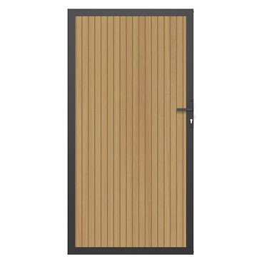 NewTechWood Co-extrusie composiet deur in aluminium frame, verticaal triple, 100 x 195 cm, Red Cedar.