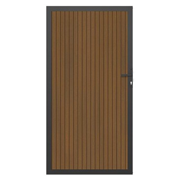 NewTechWood Co-extrusie composiet deur in aluminium frame, verticaal triple, 100 x 195 cm, Teak.