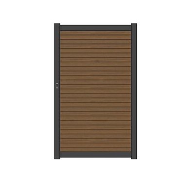 NewTechWood co-extrusie composiet deur Premium in aluminium frame, horizontaal triple, 97 x 186 cm, Teak.