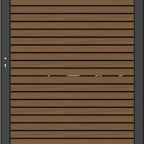 NewTechWood co-extrusie composiet deur Premium in aluminium frame, horizontaal triple, 97 x 186 cm, Teak/zwart.