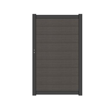 NewTechWood co-extrusie composiet deur Premium in aluminium frame, horizontaal, 97 x 186 cm, Silver Gray.