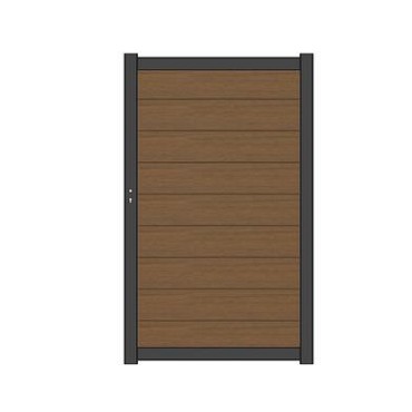 NewTechWood co-extrusie composiet deur Premium in aluminium frame, horizontaal, 97 x 186 cm, Teak.