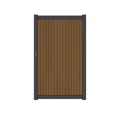 NewTechWood co-extrusie composiet deur Premium in aluminium frame, verticaal triple, 97 x 186 cm, Teak.