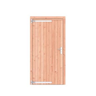 Douglas dichte enkele deur 108x209 cm, linksdraaiend, verzinkte hengen, RVS beslag, onbehandeld.