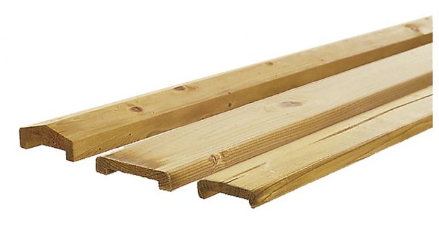 Vuren geschaafde afdeklat met sponning (6,2 cm) 1,9 x 9,6 x 181,5 cm t.b.v. recht en toogscherm, groen geïmpregneerd