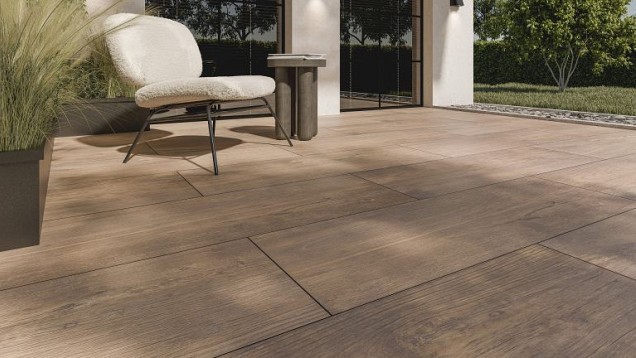 Keramische tegel Woodlook Ronco Dark 40x120x3 cm