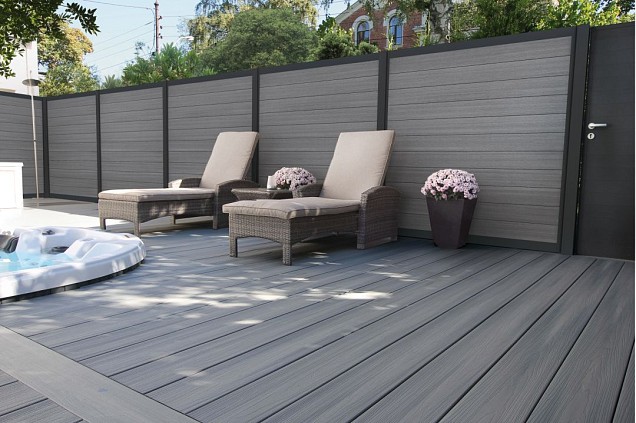WPC Premium fence board Dark Grey 21x160mm (wb 150mm) L-178cm